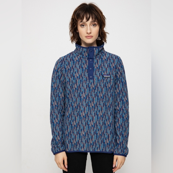 Patagonia Sweaters - Patagonia Women's Micro D Snap-T Pullover Climbing Trees Ikat Sound Blue Size M